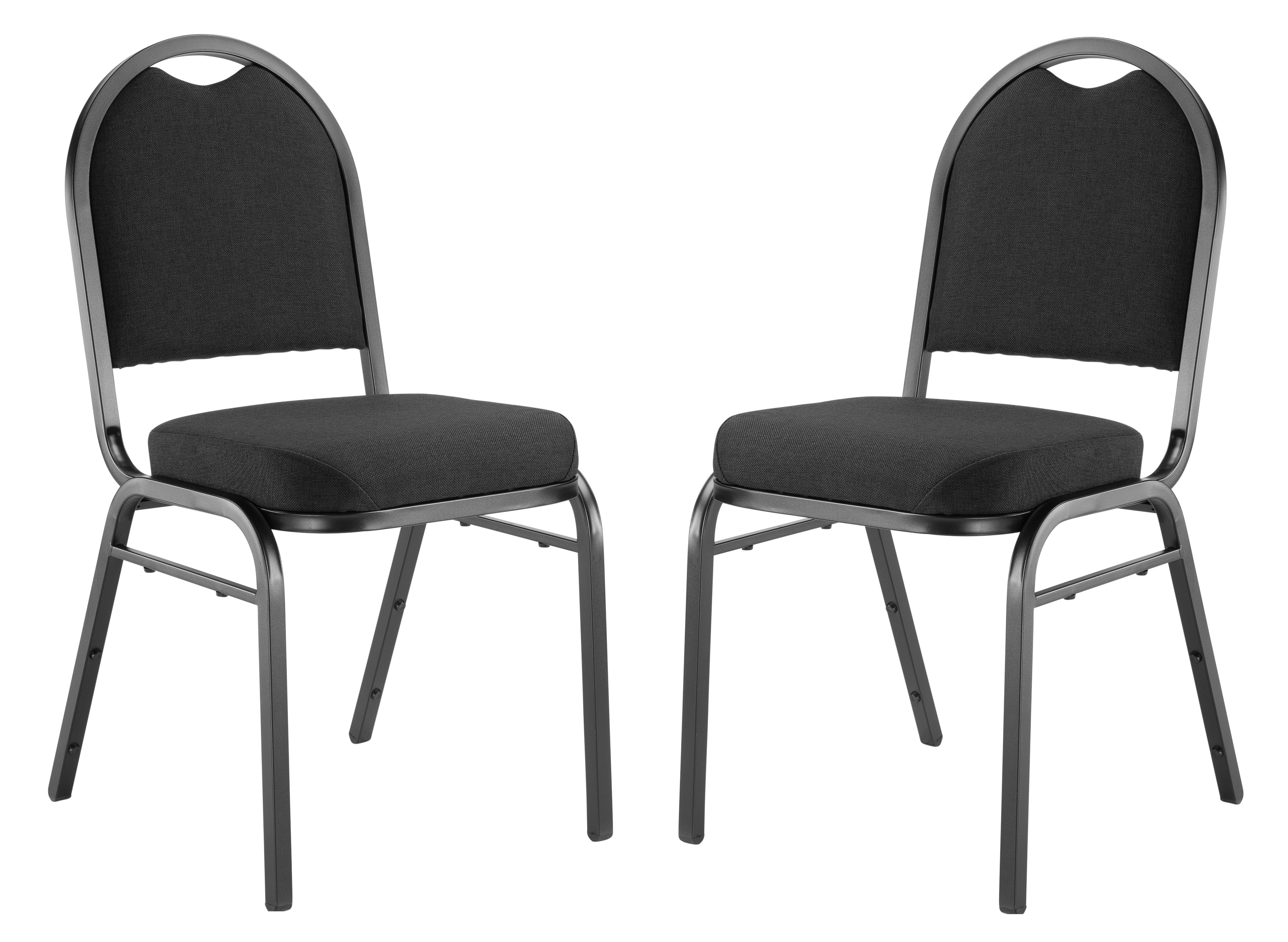 (Pack of 2) NPS® 9200 Series Premium Fabric Upholstered Stack Chair, Ebony Black Seat/Black Sandtex Frame