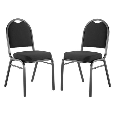 (Pack of 2) NPS® 9200 Series Premium Fabric Upholstered Stack Chair, Ebony Black Seat/Black Sandtex Frame