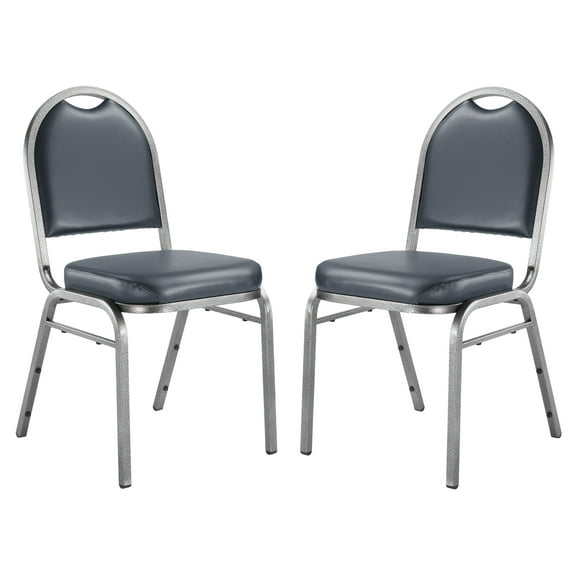 (Pack of 2) NPS 9200 Series Premium Vinyl Upholstered Stack Chair, Midnight Blue Seat