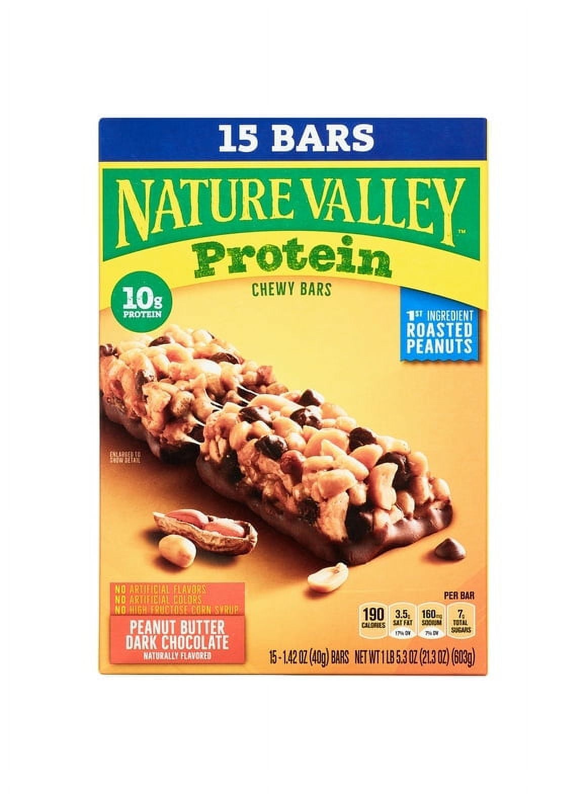Pack of 2 Nature Valley Chewy Granola Bars, Protein, Peanut Butter Dark Chocolate, 15 bars, 21.3 OZ