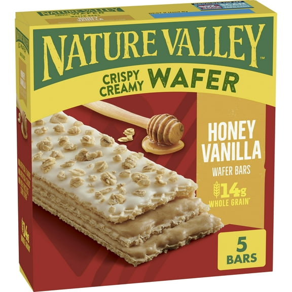 Pack of 2 - Nature Valley Crispy Creamy Wafer Bars, Honey Vanilla Flavored Snacks, Made With Whole Grain, 5 Bars, 6.5 Oz