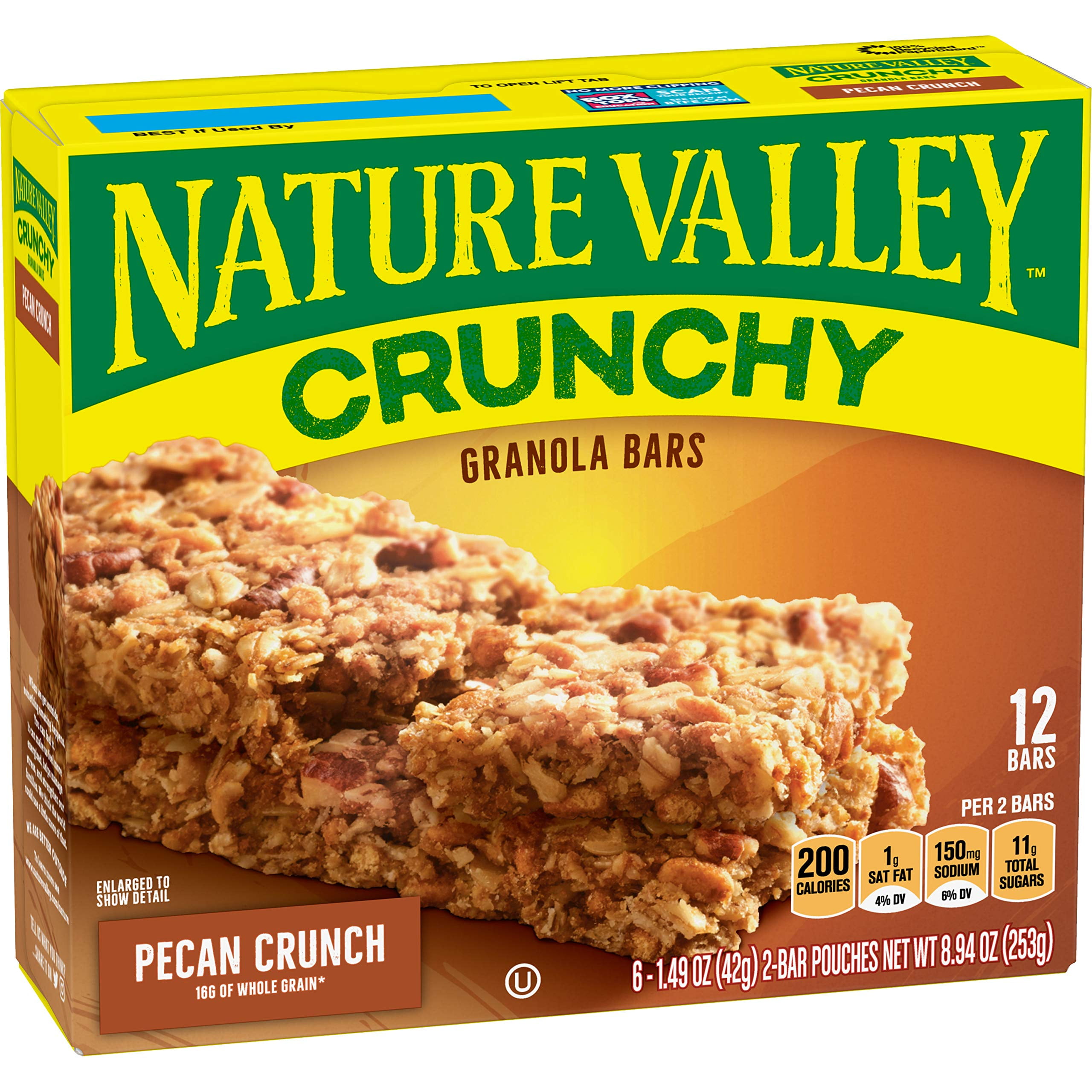Pack of 2 - Nature Valley Crunchy Granola Bars, Pecan Crunch, 12 Bars, 8.94 Oz (6 Pouches)