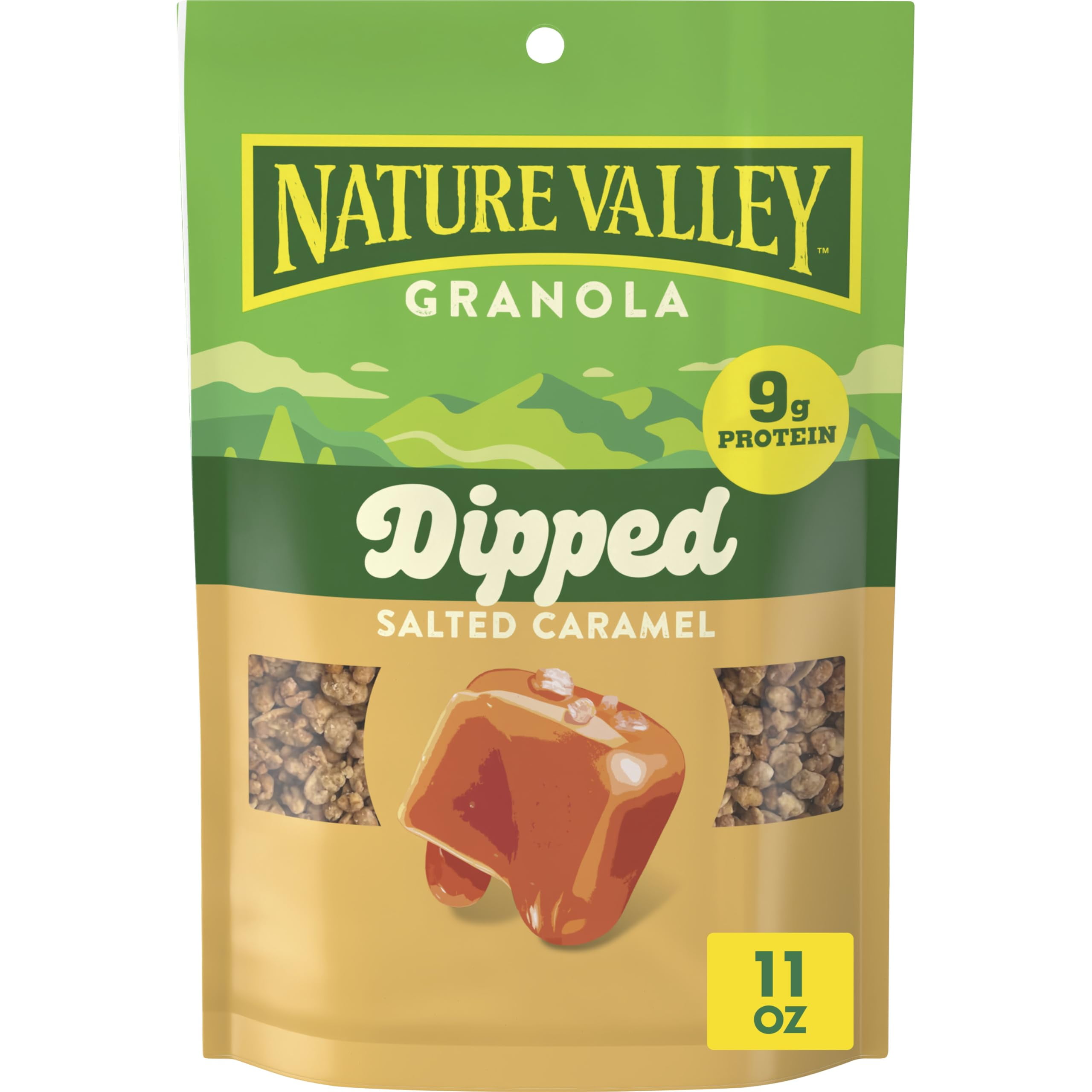 Pack of 2 - Nature Valley Granola, Dipped Salted Caramel Flavored, 9G Protein, Made With Whole Grain, 11 Oz