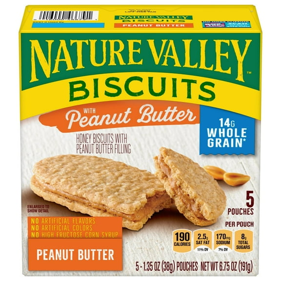 Pack of 2 Nature Valley Peanut Butter Biscuits, 5 ct (Package May Vary)