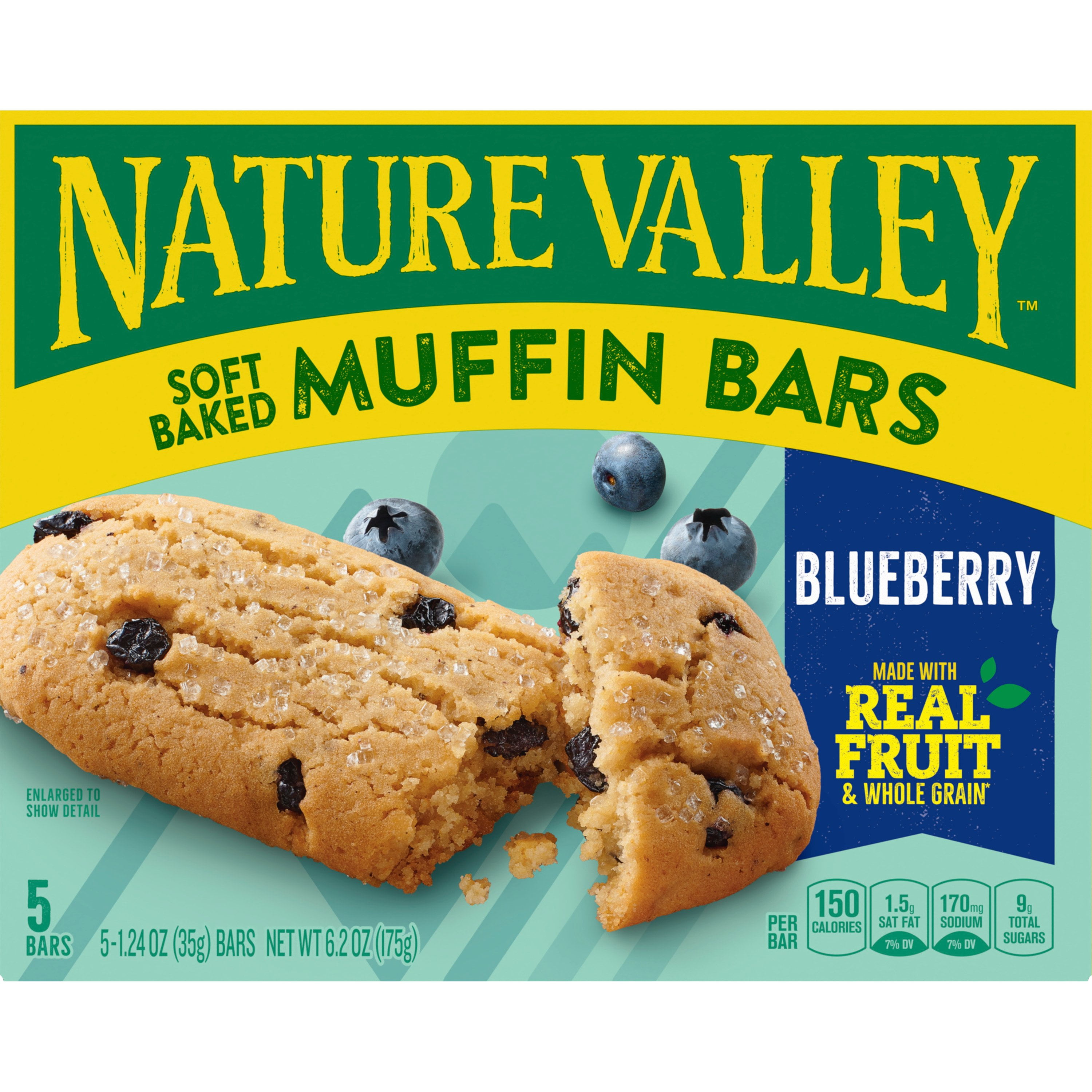 Pack of 2 Nature Valley Soft Baked Muffin Bars Blueberry, 5 ct (Package May Vary)