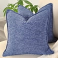 thumbnail image 1 of Pack of 2 Navy Blue 16x16 inches Textured Chenille Throw Pillow Covers, Solid Cushion Cases For Sofa, Accent Chair, Couch, Modern Pillow cases, 1 of 8