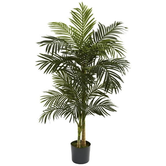 Pack of 2, Nearly Natural 5-ft. Artificial Golden Cane Silk Palm Tree, Green