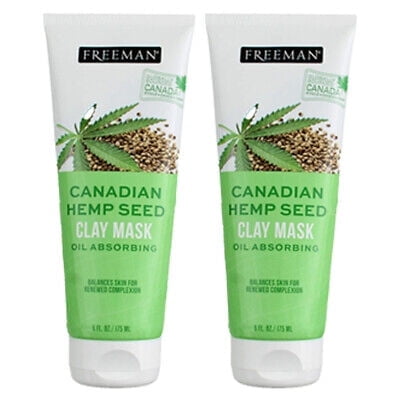 Pack of (2) New Freeman Canadian Hemp Seed Oil Absorbing Clay Mask, 6 fl oz