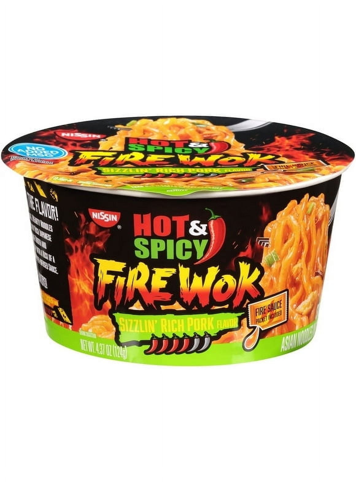 Pack of 2 Nissin Hot & Spicy Fire Wok Sizzlin' Rich Pork Flavor