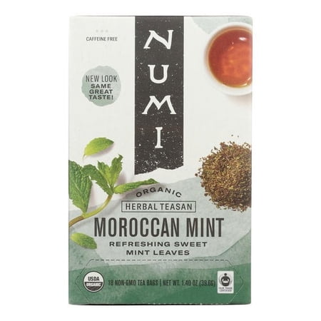 Pack of 2 Numi Organic - Herbal Tea Moroccan Mint - 18 Tea Bags.