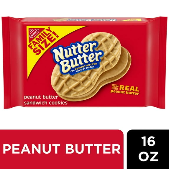 Pack of 2 Nutter Butter Family Size Peanut Butter Sandwich Cookies, 16 oz