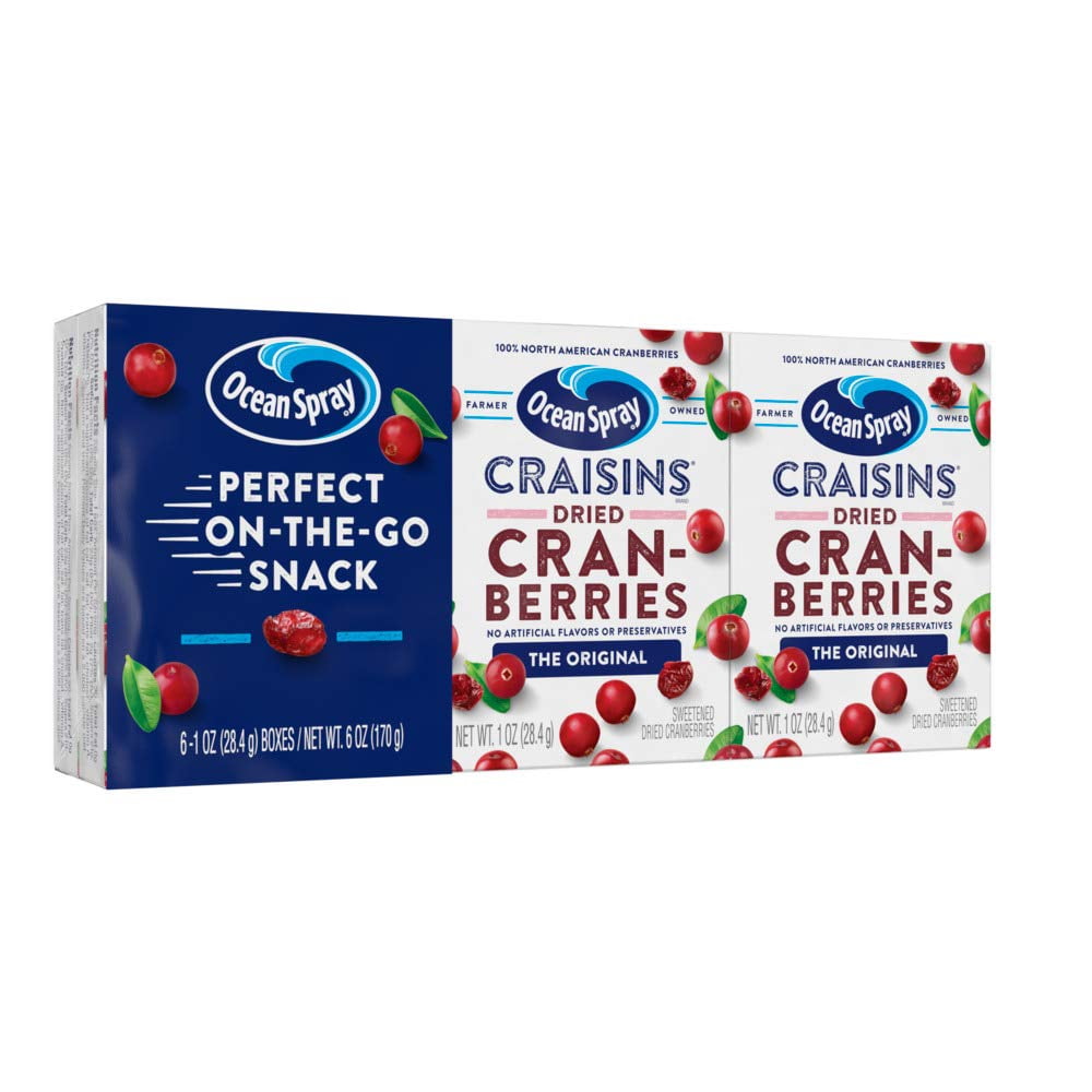 Pack of 2 - Ocean Spray Craisins, Dried Cranberries, Original, 1 Oz Boxes, 6 Count (Pack Of 12)