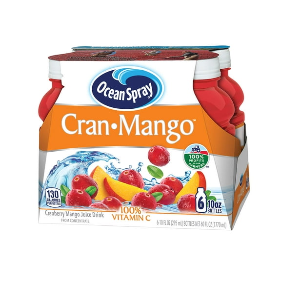 Pack of 2 - Ocean Spray Cran-Mango Cranberry Mango Juice Drinks, 10 Fl Oz Bottles, 6 Count (Pack Of 1)