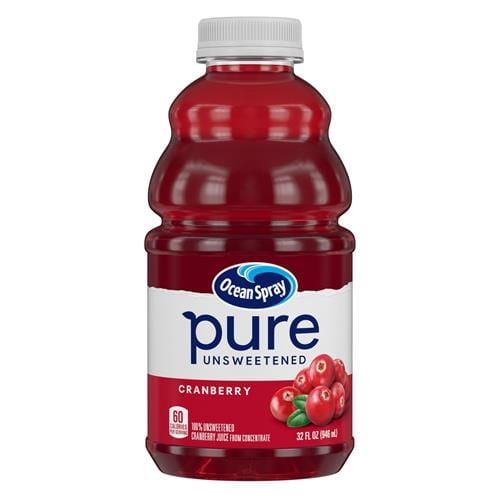 Ocean Spray Pure Unsweetened Cranberry, 100% Cranberry Juice From Concentrate, 32 Fl Oz Bottle (Pack Of 1) Packaging May Vary - Pack of 2