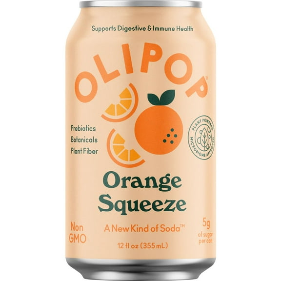 Pack of 2 Olipop Prebiotic Soda - Orange Squeeze, 12 oz (Package May Vary)