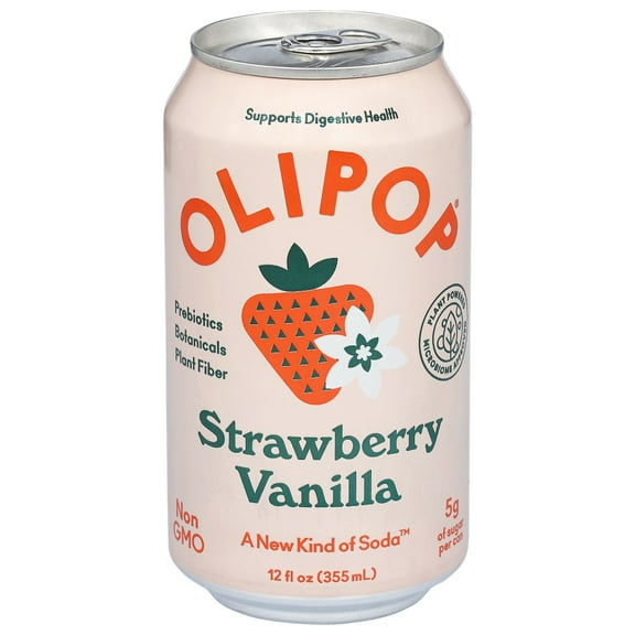 Pack of 2 Olipop Strawberry Vanilla Soda Can, 12 fl oz (packaging may vary)