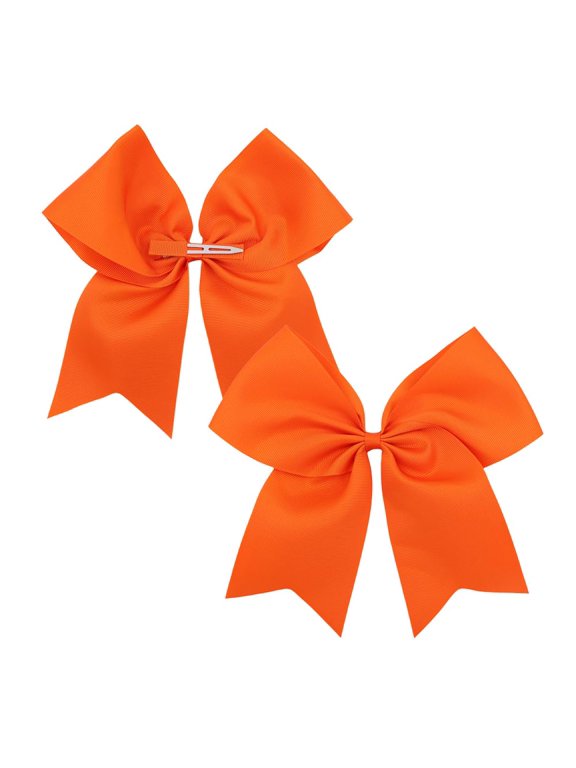 Pack of 2 Orange Jumbo Cheer Bow Hair Clips for School Girls Cheerleader Bows 8'' Dancing Softball Basketball Cheerleading Team Hair Accessories