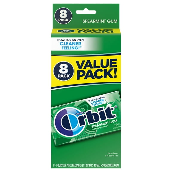 Pack of 2 Orbit Spearmint Sugar Free Chewing Gum - Value Pack, 8 pk, 112 pc (Package May Vary)