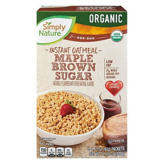 Simply Nature Organic Maple Brown Sugar Instant Oatmeal, 8 Count