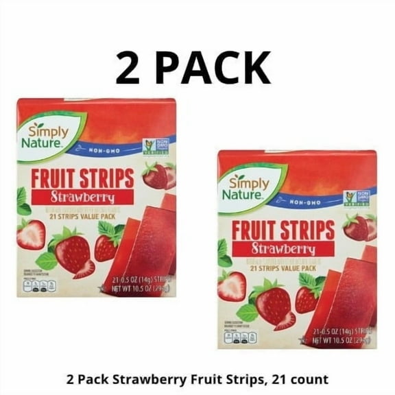 Simply Nature Organic Strawberry Fruit Strips, 2 Pack, 21 Count