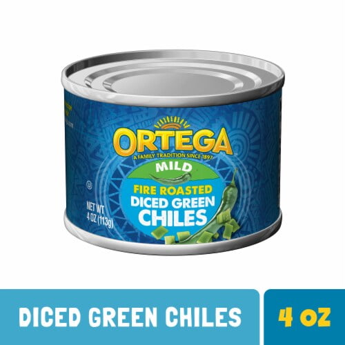 Pack of 2 - Ortega Fire Roasted Mild Diced Green Chiles, Kosher 4 oz Packaging May Vary
