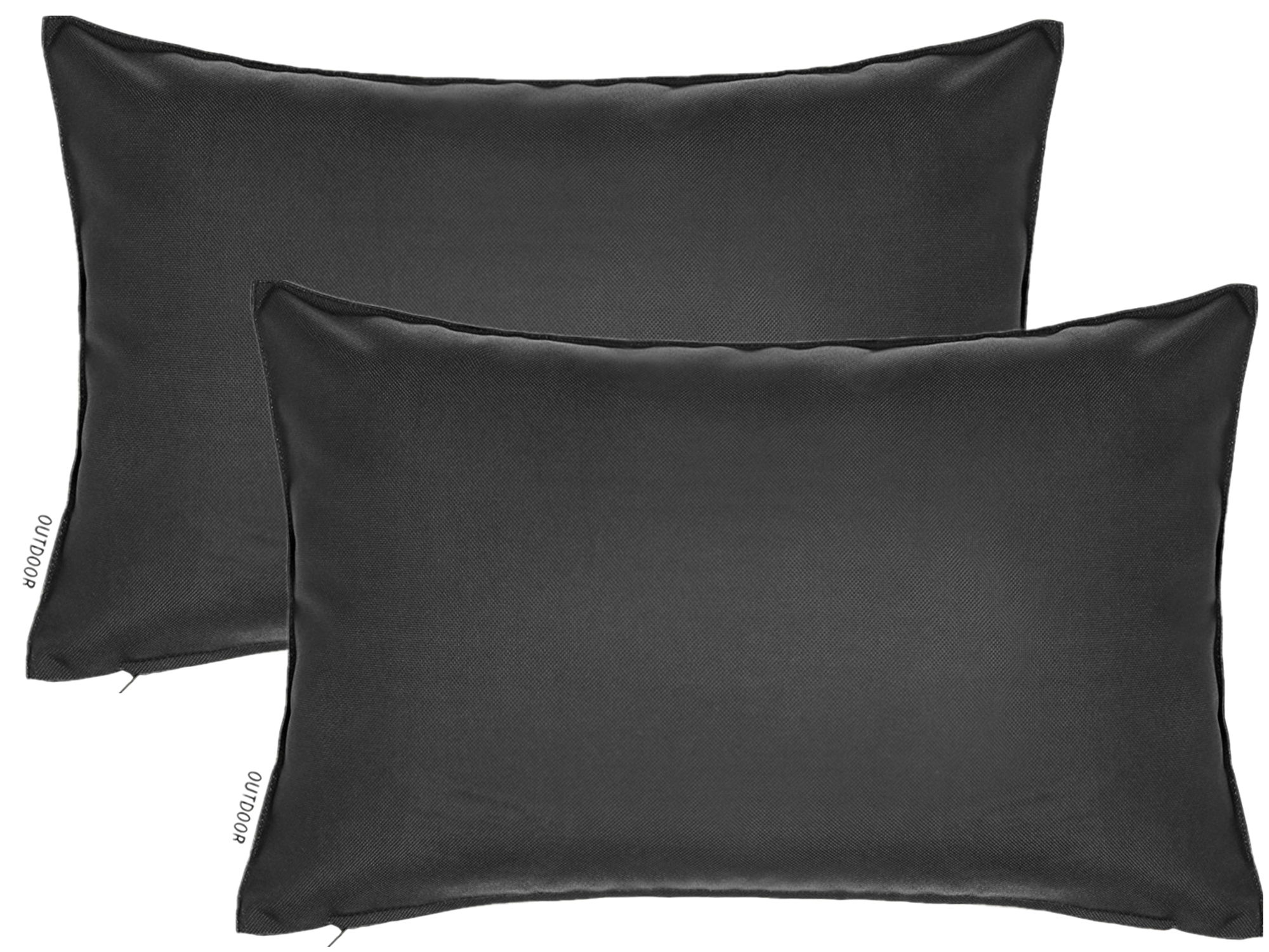 Pack of 2 Outdoor Decorative Throw Pillows 12 x 18 inch Solid Black ...