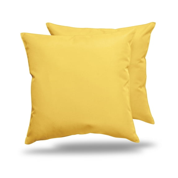 Pack of 2 Outdoor Decorative Throw Pillows 18 x 18 inch Solid Yellow Square Pillows (18" x 18" Solid, Sunshine)