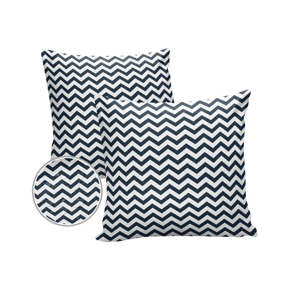 Pack of 2 Outdoor Pillow Covers, Navy Blue Chevron Waterproof Square Throw Pillowcase Cushion Decorative Pillow Covers for Couch Patio Tent, 18x18 in