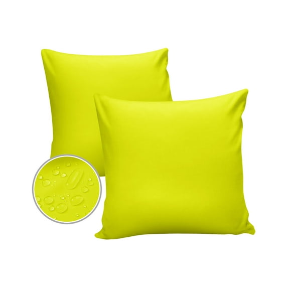 Pack of 2 Outdoor Pillow Covers, Pure Yellow Waterproof Square Throw Pillowcase Cushion Decorative Pillow Covers for Couch Patio Tent, 24x24 in