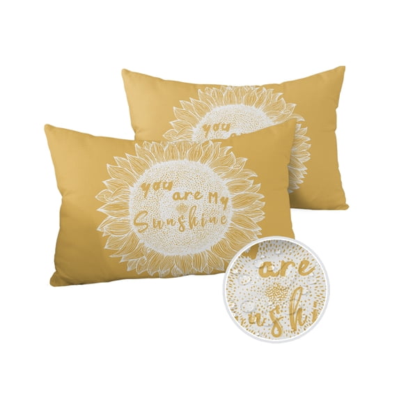 Pack of 2 Outdoor Pillow Covers, Yellow Sunflower Waterproof Square Throw Pillowcase Cushion Decorative Pillow Covers for Couch Patio Tent, 20x12 in
