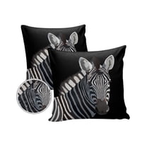 Pack of 2 Outdoor Pillow Covers, Zebra in The Dark Waterproof Square Throw Pillowcase Cushion Decorative Pillow Covers for Couch Patio Tent, 20x20 in