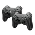 thumbnail image 1 of RetroFam 2 Pack Wireless Controller compatible for Playstation PS3 Console, Black, 1 of 6
