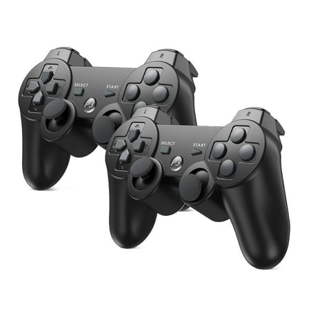 RetroFam 2 Pack Wireless Controller compatible for Playstation PS3 Console, Black
