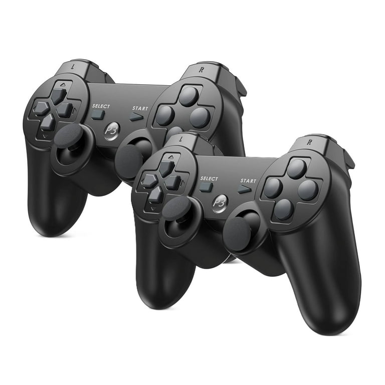 RetroFam 2 Pack PS3 Wireless Controller, Bluetooth Black