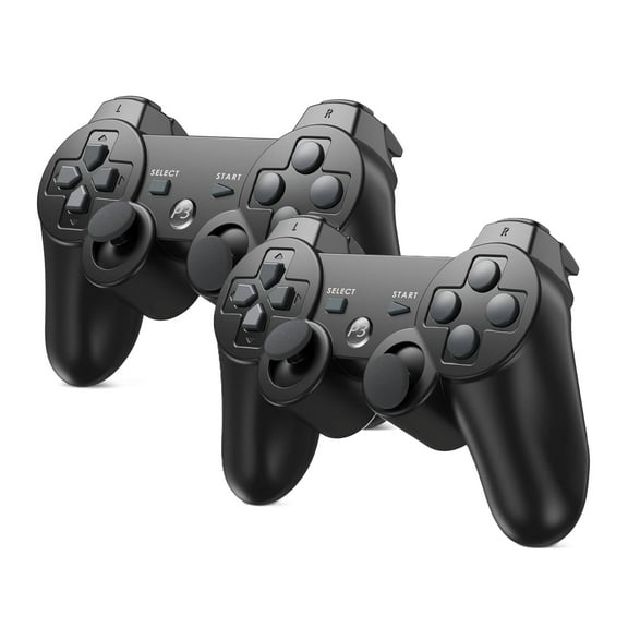 RetroFam 2 Pack Playstation 3 Controller PS3 Controller Wireless for PS3 Game Console, Black