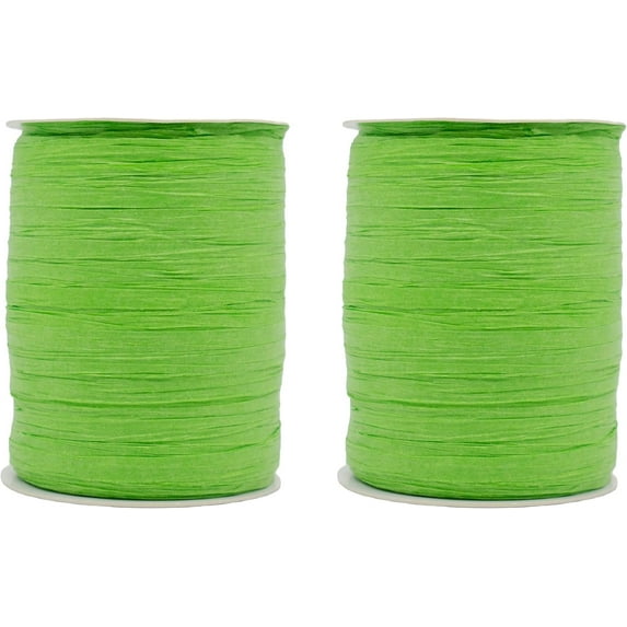 Pack of 2 Paper Raffia Ribbon Rolls 200 Yards for Kraft Packaging and Decoration (Kelly Green)