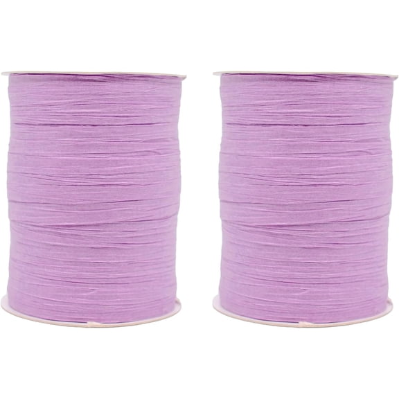 Pack of 2 Paper Raffia Ribbon Rolls 200 Yards for Kraft Packaging and Decoration (Lavender)