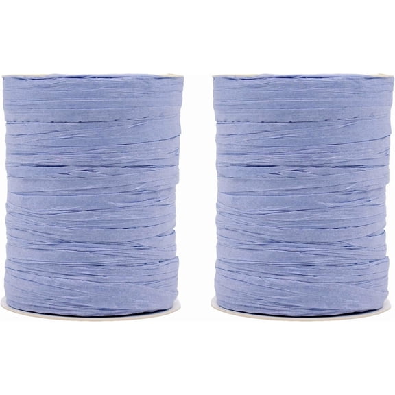 Pack of 2 Paper Raffia Ribbon Rolls 200 Yards for Kraft Packaging and Decoration (Sky Blue)