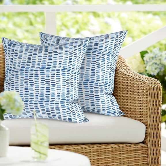 Pack of 2 Patio Pillow , Square Decorative Throw Pillow for Home,Sofa,Bench and Patio Furniture (20 x 20 in,Pebble Blue)