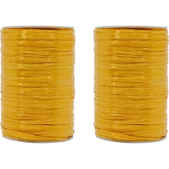 Pack of 2 Pearlized Raffia Ribbon Rolls 200 Yards for Kraft Packaging and Decoration (Bronze)