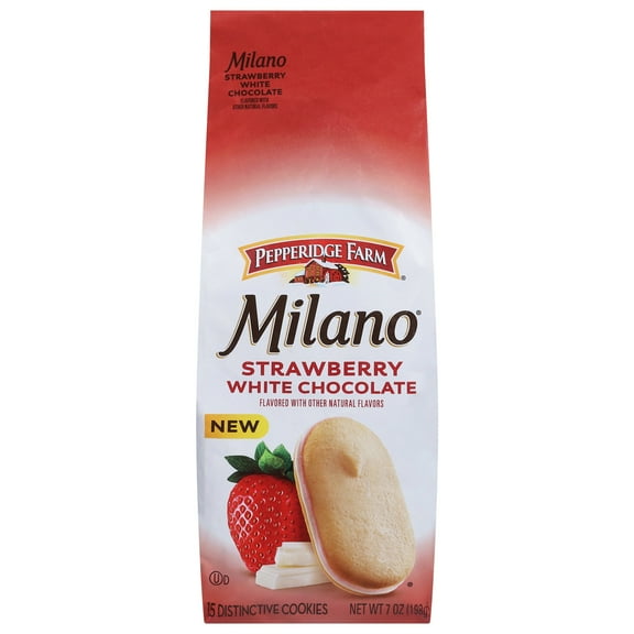 Pack of 2 Pepperidge Farm Milano Strawberry White Chccolate Cookies, 7 oz (Package May Vary)