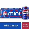 thumbnail image 1 of Pepsi Wild Cherry Cola Soda Pop Mini Cans 10 ct / 7.5 fl oz - Pack of 2, 1 of 5