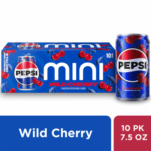 Pepsi Wild Cherry Cola Soda Pop Mini Cans 10 ct / 7.5 fl oz - Pack of 2
