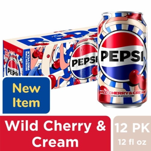 Pepsi Wild Cherry & Cream Soda Cans 12 pk / 12 fl oz - Pack of 2