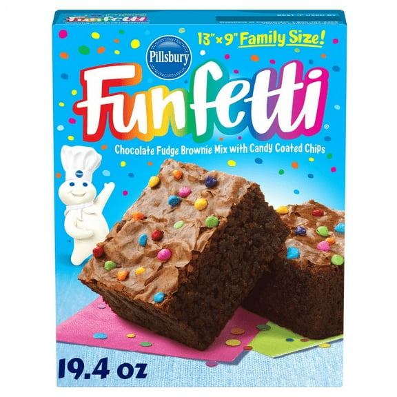 Pack of 2 Pillsbury Funfetti Chocolate Fudge Brownie Mix with Candy Bits, 19.4 oz.