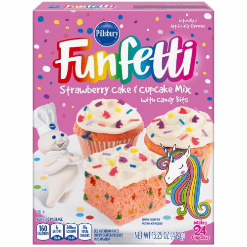 Pack of 2 - Pillsbury Funfetti Strawberry Cake Mix with Candy Bits, 15.25 Oz Box 15.25 oz Packaging May Vary