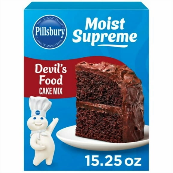 Pack of 2 Pillsbury Moist Supreme Devil's Food Cake Mix, 15.25 Oz Box, 15.25 OZ (packaging may vary)