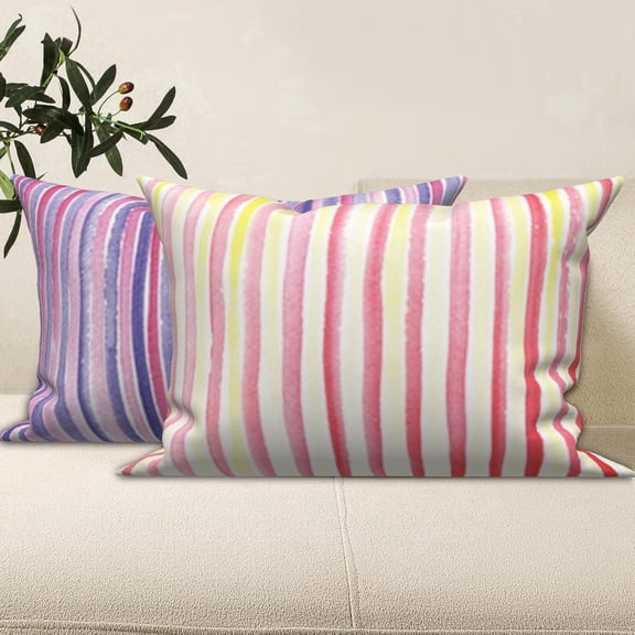 Pack of 2 Pink And Purple Striped Decorative Throw Pillow Covers 12x20 Double-Sided Abstract Couch Lumbar Pillow Cover for Sofa