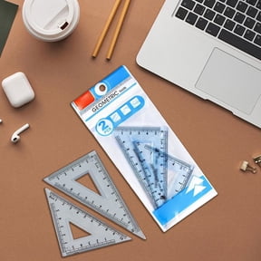 Pack of 2 Plastic Triangular Rulers, 30/60 and 45/90 Degree Angle Scale Rulers for Home Office Drafting and Drawing Use