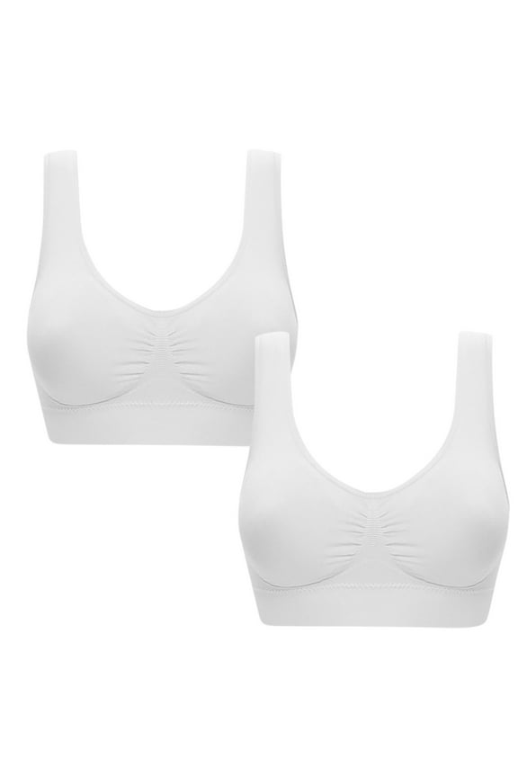 Pack of 2 Plus Size Sports Bra with No-Underwire Comfort Soft Ultra Thin Workout Jog Bras High Elasticity Bralette